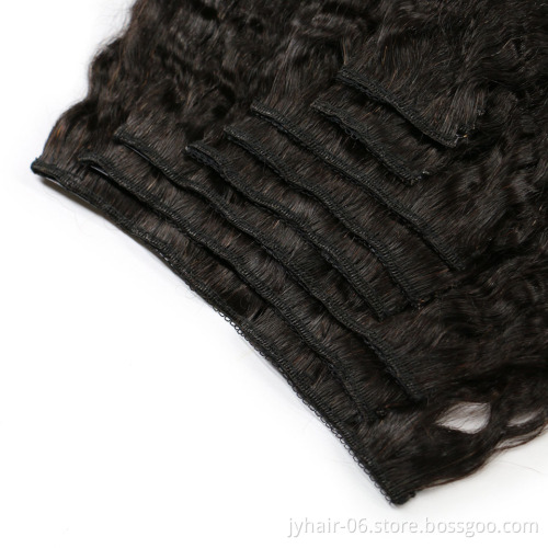 Natural Black 7pc 10pc Per Set African Kinky Curly Clip In Human Hair Extensions 4A 4C Afro Kinky Virgin Hair Clip Ins